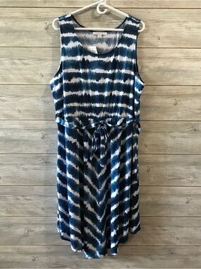 BNWT Single Threads Sleeveless Blue Tie-Dye Midi Dress